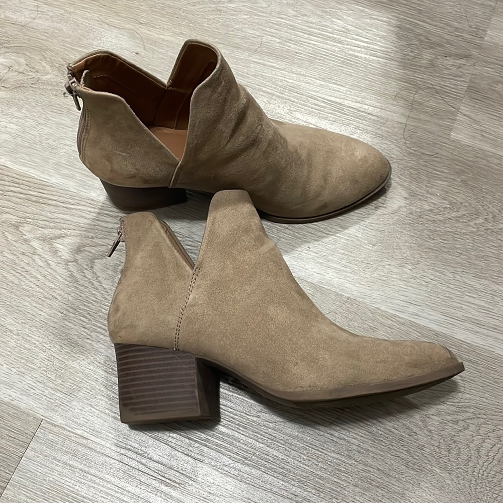 Brown suede booties